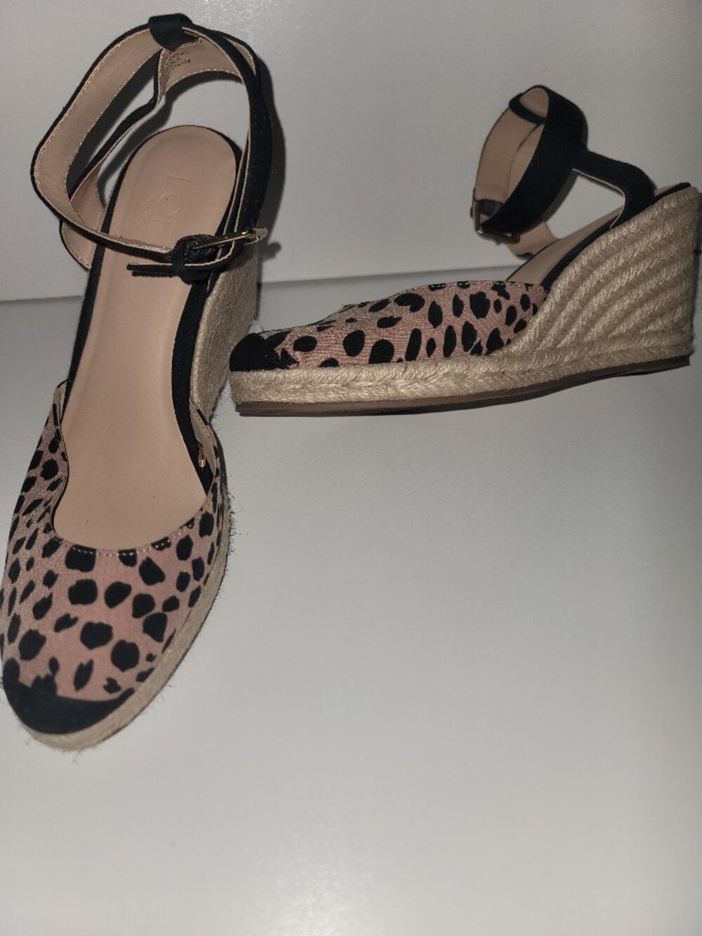 LOFT Animal Print Espadrille Wedges Size 9